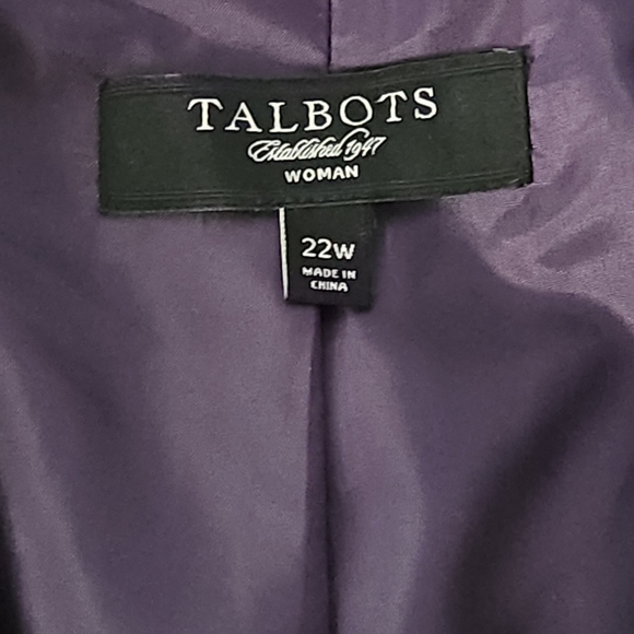 Talbots 22W Purple Plaid Wool Blazer Gray Black Windowpane Plus Size Dark Academ - Picture 5 of 10